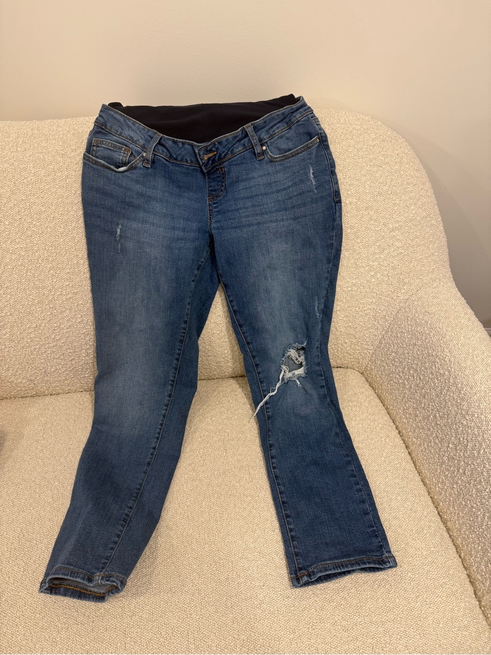 Women’s Maternity Blue Distressed Jeans